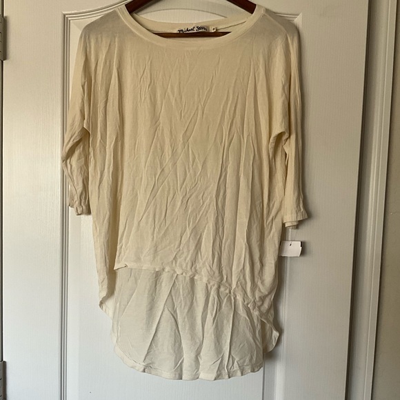 Michael Stars Hi Low 3/4 Sleeve Cream Top OS NEW - Picture 2 of 5